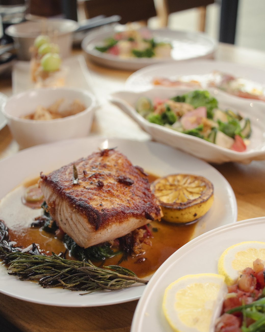 Rosemary-seared salmon with pico de gallo at ARANAYA