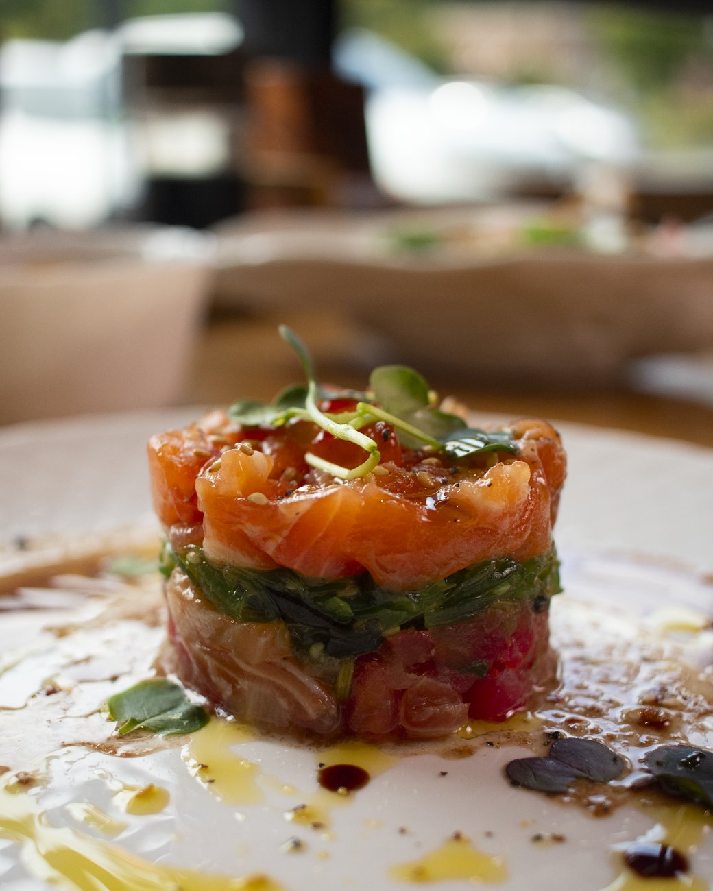 Salmon tartare with tomato salsa at ARANAYA